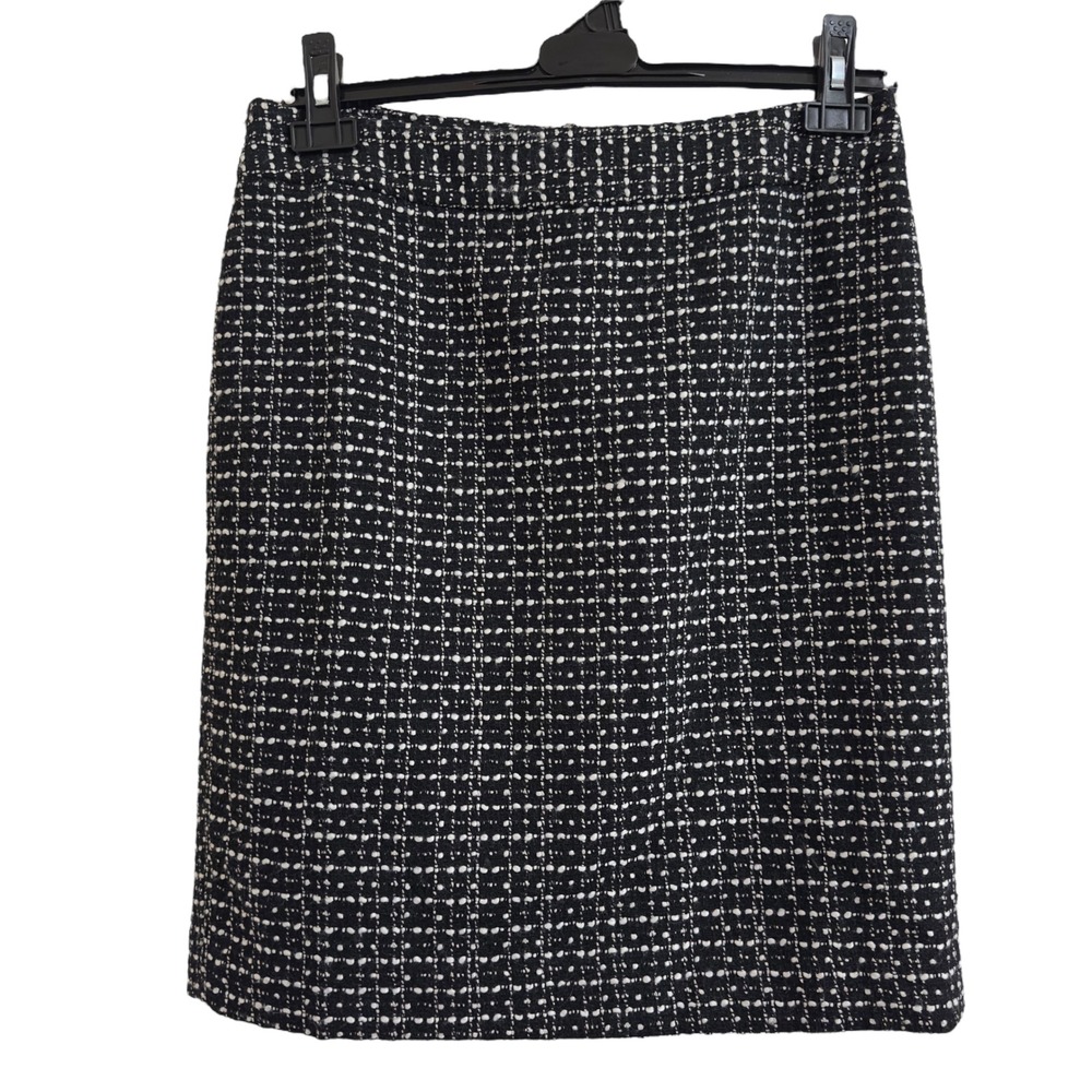 Ann Taylor Petite Black White Tweed Knee Length Skirt 6P‎